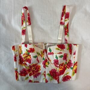 victorias secret floral bustier crop top adjustable straps vintage y2k